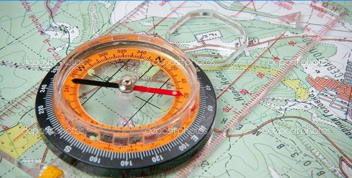Kompas op de kaart