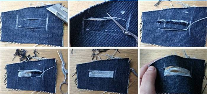 Het schema van zelfborende gaten in jeans