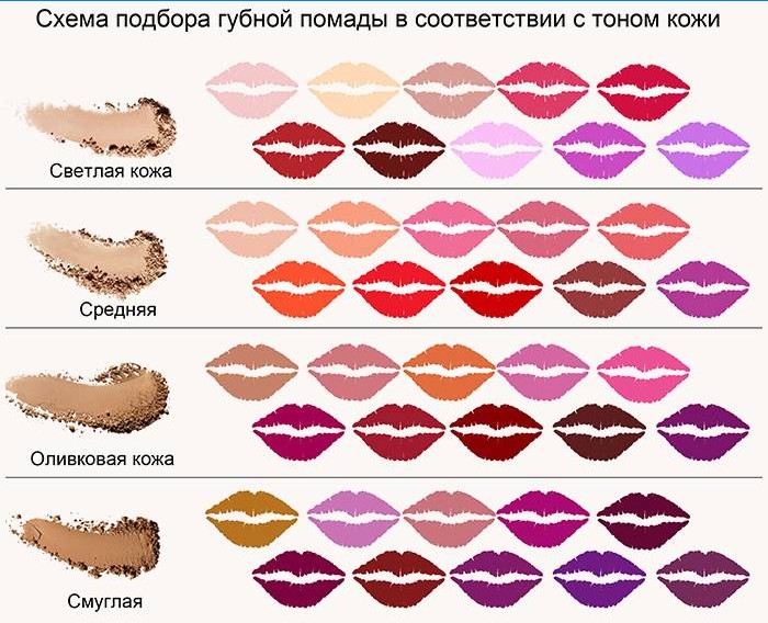 Het schema van selectie van lippenstift voor huidskleur