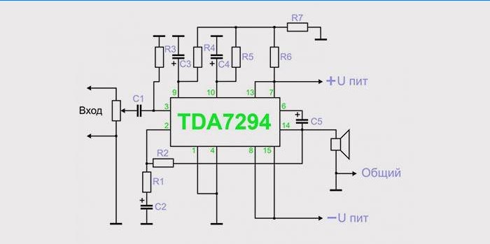 Circuit voor subwoofer op TDA 7294 chip 5 = Versterker voor subwoofer automatisch circuit
