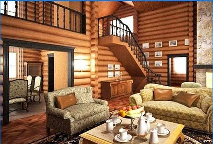 Binnenlands ontwerp van een houten huis