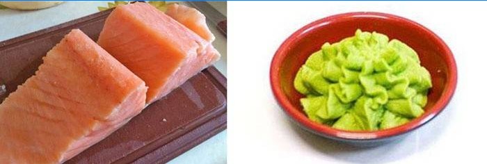 Filet van rode vis en wasabi