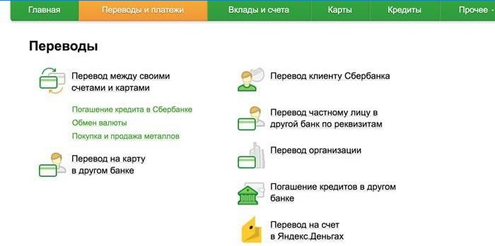 Geldoverdracht via Sberbank-Online