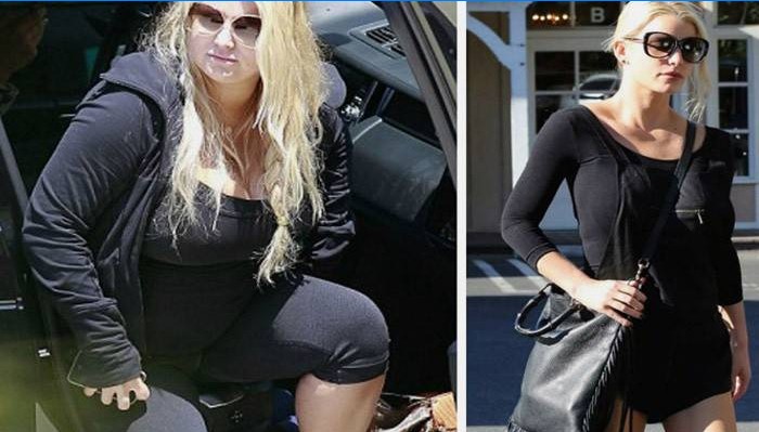 Meisje voor en na het verliezen van gewicht op een kefir-dieet