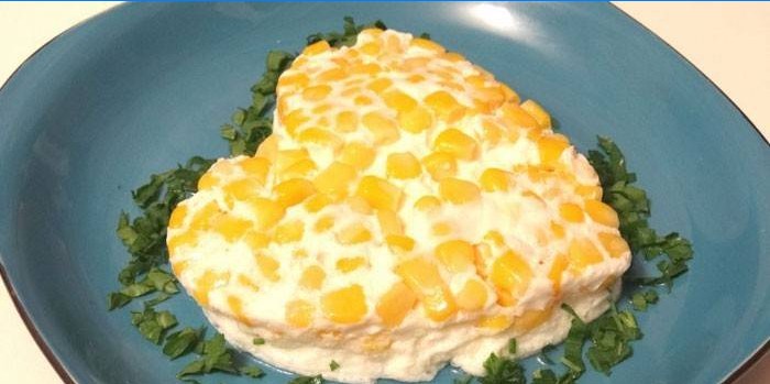 Hartvormige omelet met maïs
