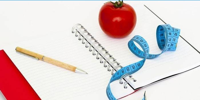 Voedingsdagboek, pen en centimeter