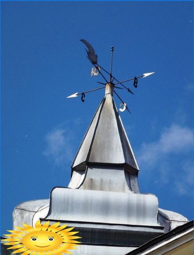 Windwijzer op het dak van het huis