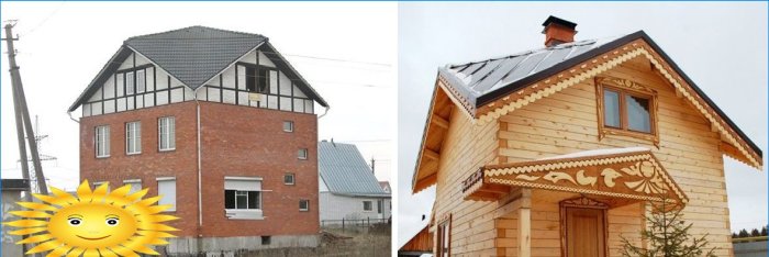 Voorbeelden van huizen met een Sudeikin-dak