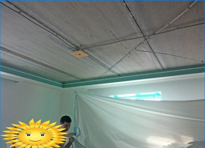 DIY-installatie van spanplafonds: technologie met foto's