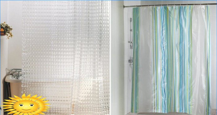 Gordijnen van polyethyleen voor de badkamer