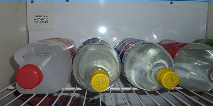 Zelfgemaakte wodka flessen in de koelkast