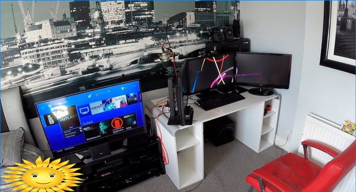Kamer van een fan van computerspellen of hoe je een interieur voor een gamer decoreert
