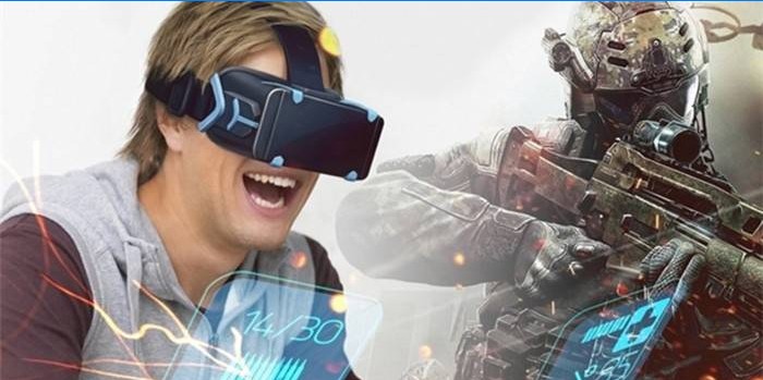 Een man met een virtual reality-bril speelt een computerspel.