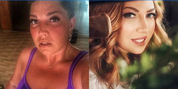 Foto's voor en na het afvallen Ekaterina Skulkina