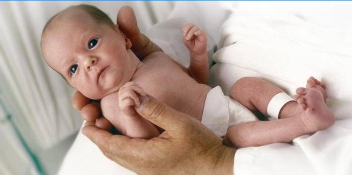 Pasgeboren in de handen van een arts