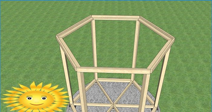Het frame van het tuinhuisje monteren
