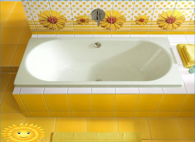 Gele tegels in de badkamer