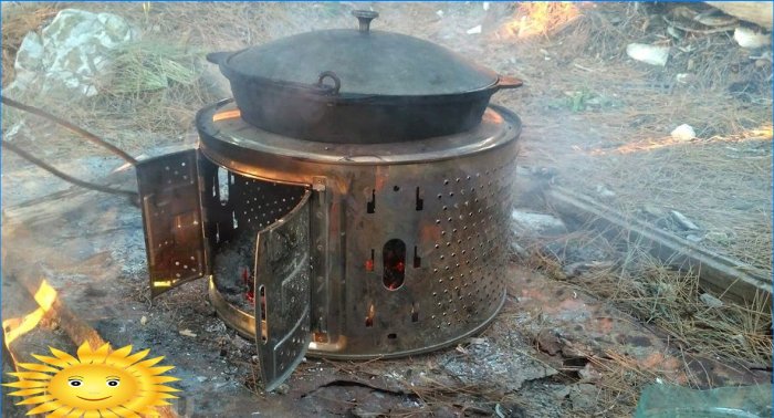 Barbecue vanaf een vat met verticale belasting