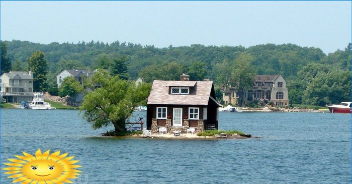 Klein huis op een klein eiland, Canada