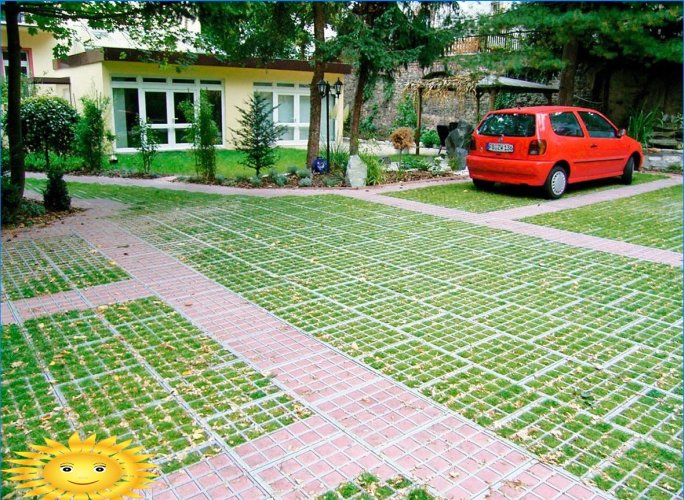 Doe-het-zelf eco-parking of een plek voor een auto op het terrein
