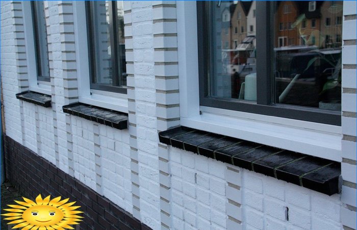 Klinker vensterbank: voorbeelden, installatiefuncties