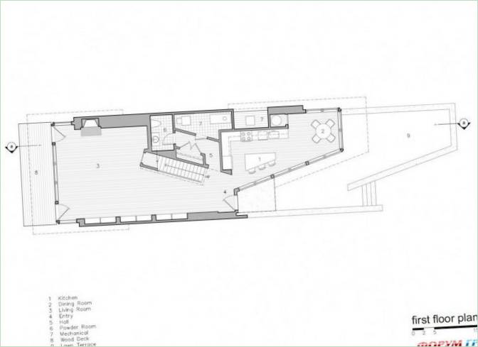 Cypress hotelproject met verticale plattegrond en uitzicht op de oceaan