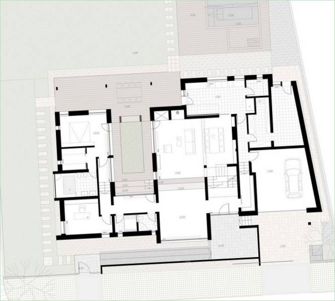 Huis ontworpen door Andreescu &amp; Gaivoronschi. Plattegrond begane grond