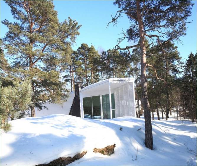 Het ontwerp van een modern boshuis in Finland