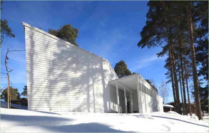 De inrichting van een modern boshuis in Finland