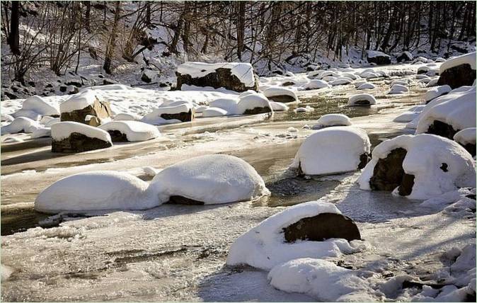 Winterlandschap aan een rivier