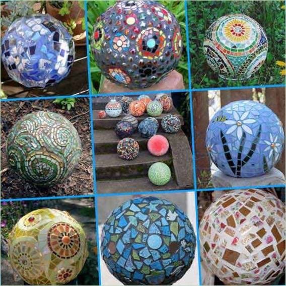 Mozaïekbollen voor tuindecoratie