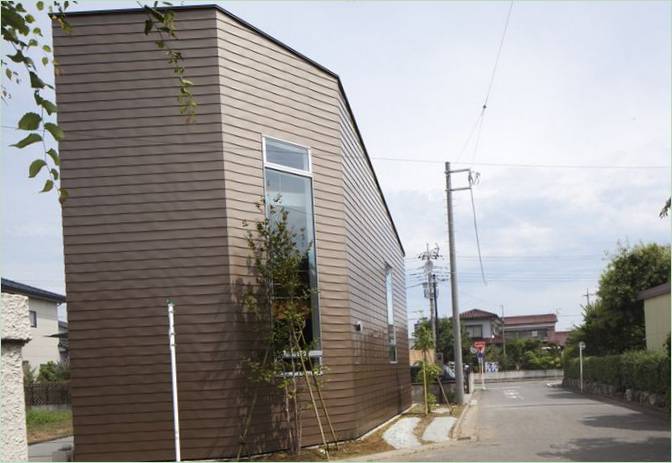 Gevel van een ongewoon huis in Saitama