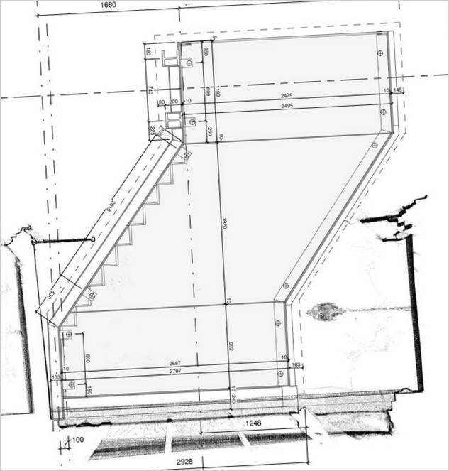 Schema van de bouw van ongebruikelijke trappen tussen huizen Foto - 02