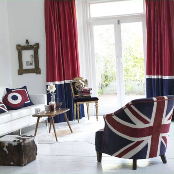 Bekleding voor de fauteuil met de Britse vlag
