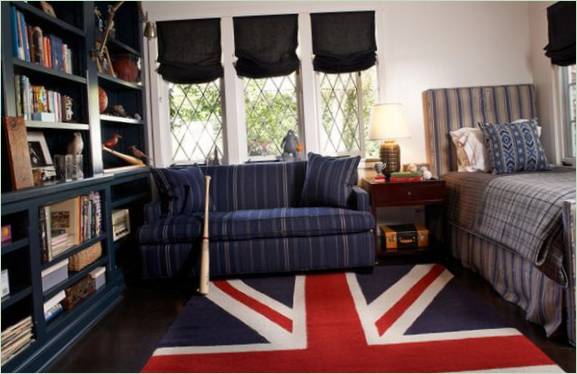 Britse vlag tapijt in een kamer